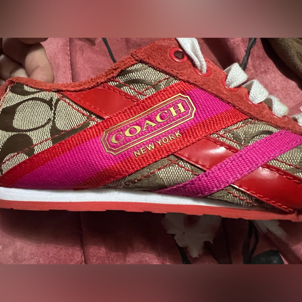 Coach Red and Pink Women's Sneakers - Picture 2 of 8